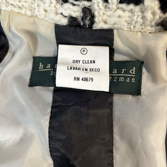Vintage Harve Benard Holtzman Wool Blend Blazer Black White Zip Front Size 6P - Picture 12 of 13